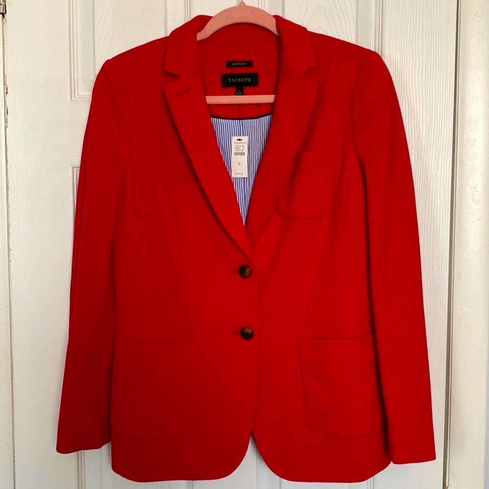 BRAND-NEW Talbots Classic Shetland Blazer, Red size 6
